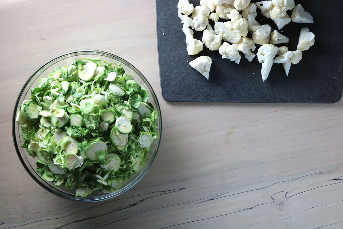 Shaved Brussels Sprout Cauliflower Quinoa