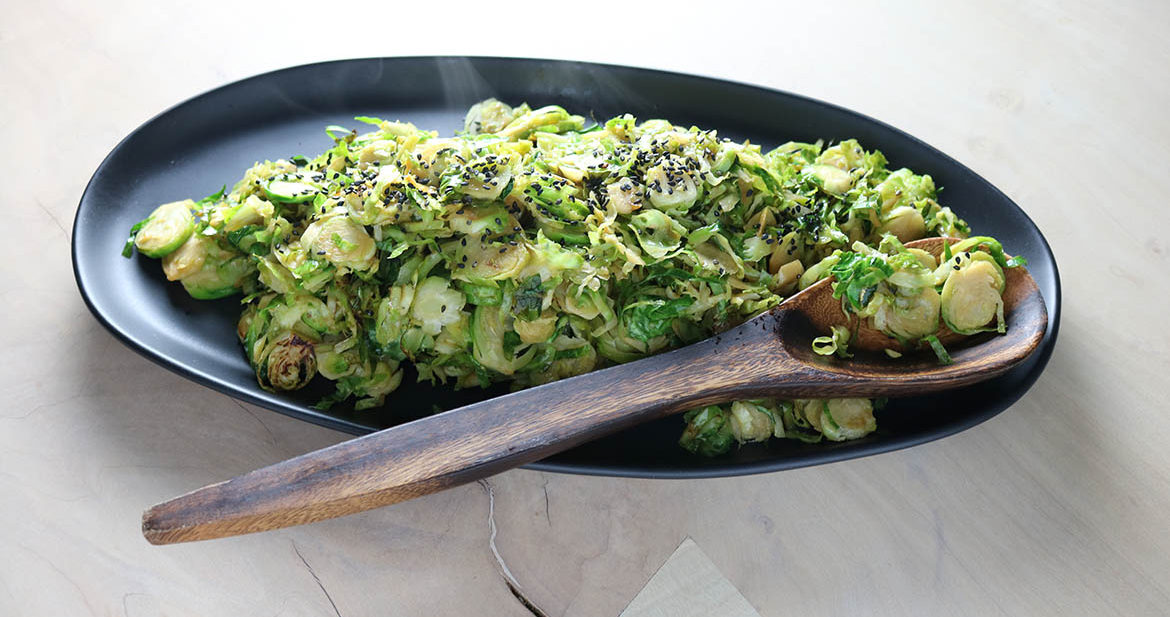 Gingered Black Sesame Brussels Sprouts