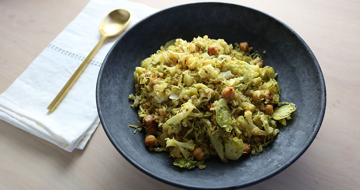 Shaved Brussel Sprout Cauliflower Quinoa