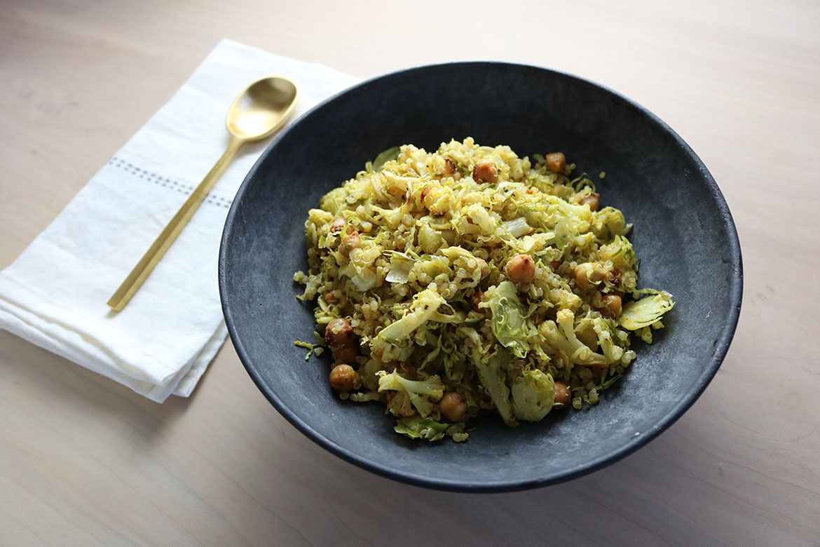 Shaved Brussel Sprout Cauliflower Quinoa