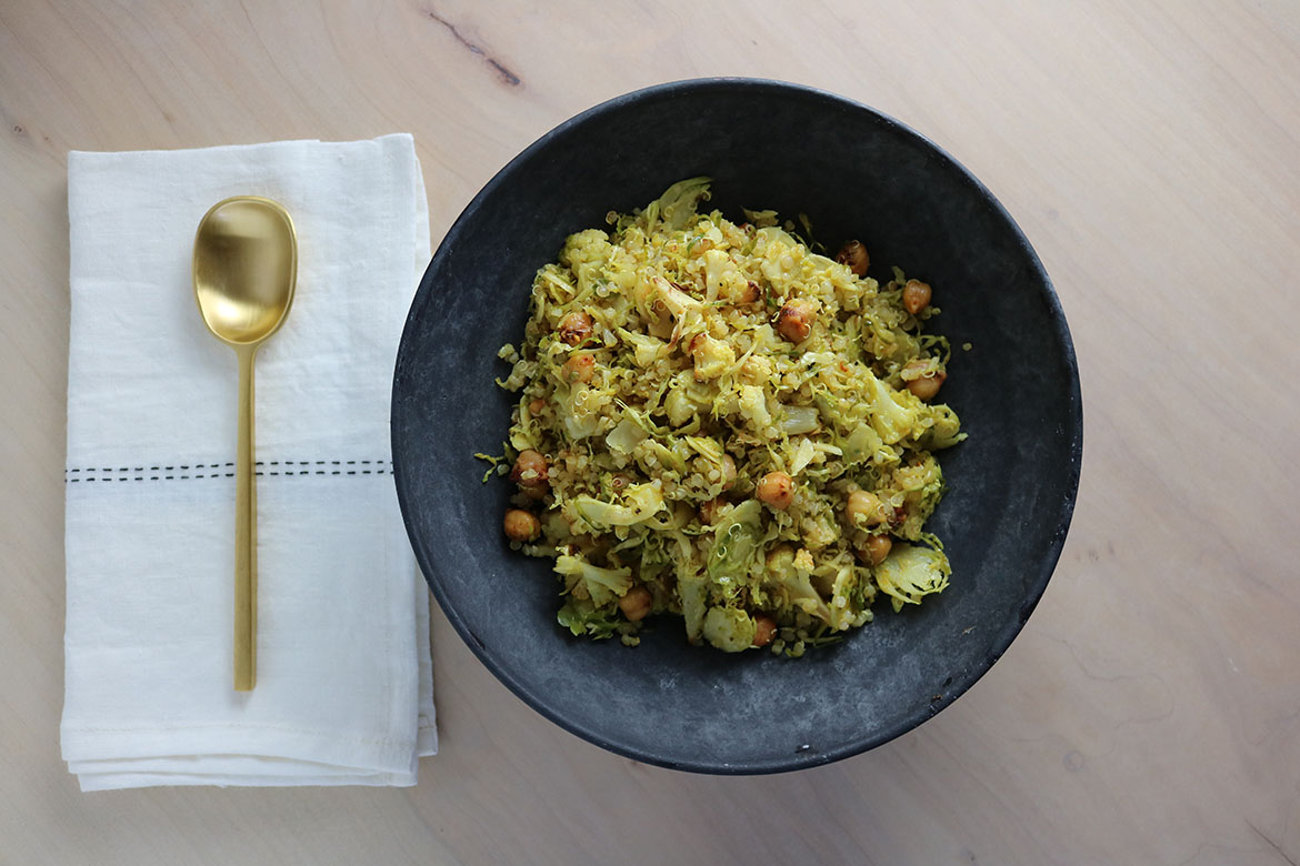 Shaved Brussels Sprout Cauliflower Quinoa