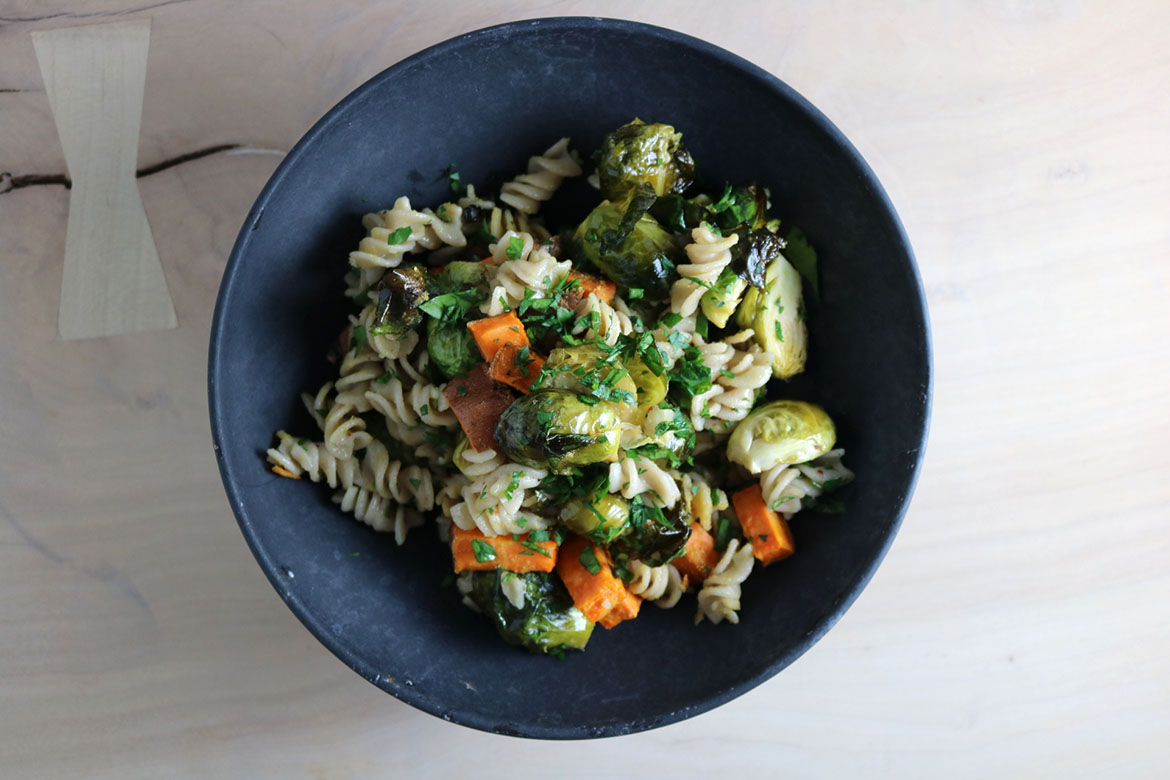 Sweet Potato Brussels Sprout Pasta